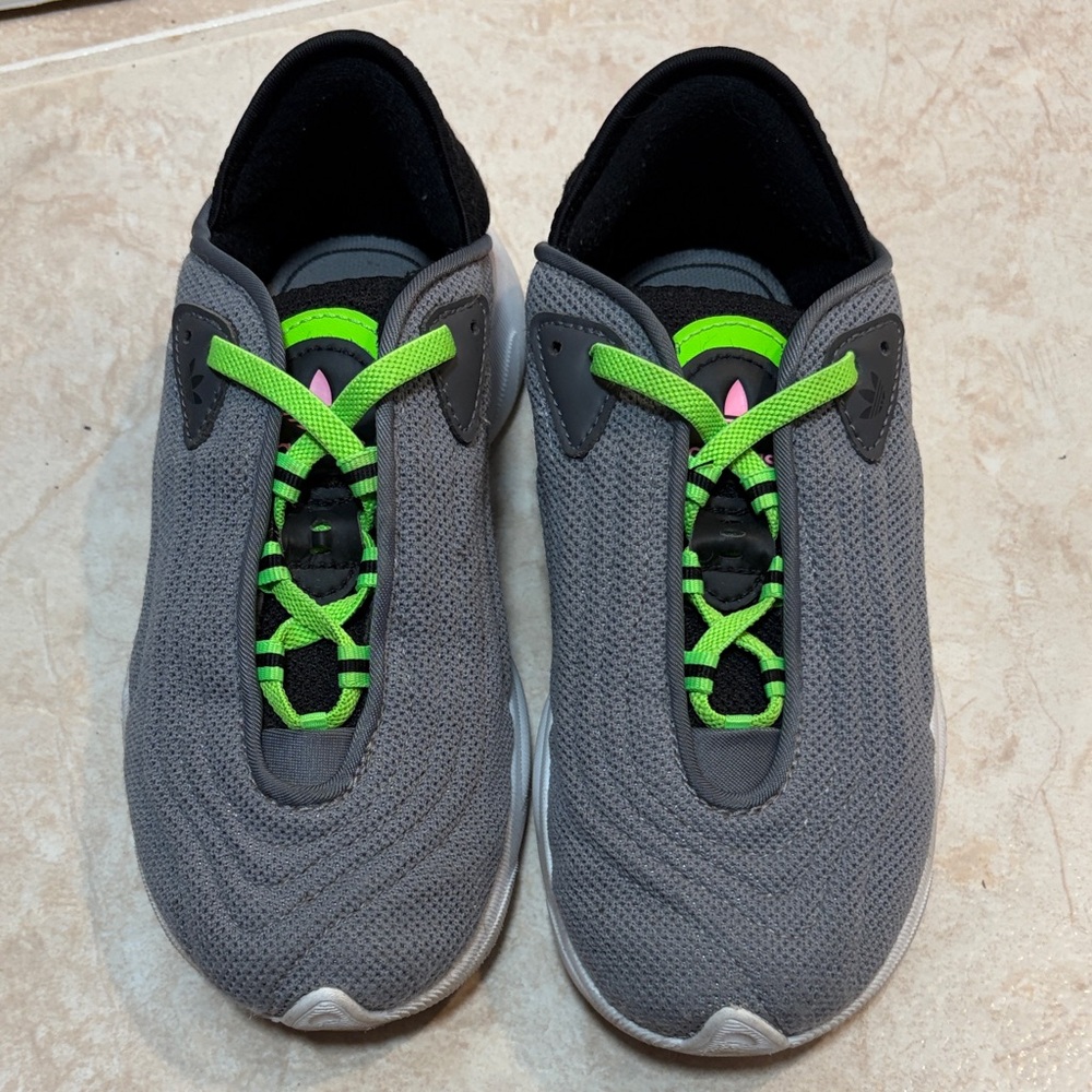 adidas Kids Gray and Green Sneakers